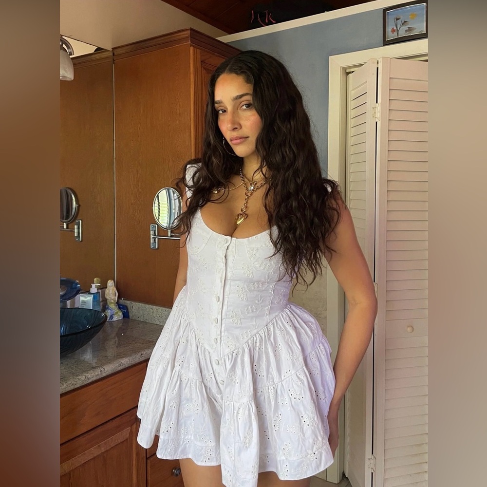Vanessa Mooney White Eyelet Mini romper Dress